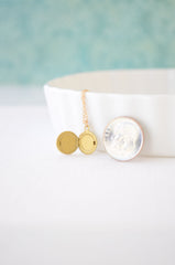 Tiny round locket - Simple locket gold necklace - 1118