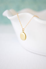 Tiny round locket - Simple locket gold necklace - 1118