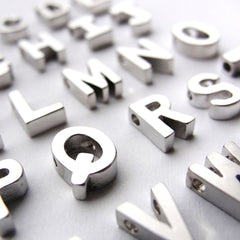 Tiny silver letter necklace - Silver initial necklace - 1101