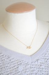 Gold love necklace - initial & initial necklace - 1105