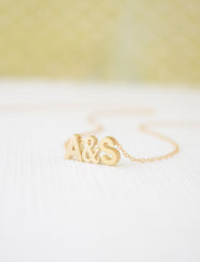 Gold love necklace - initial & initial necklace - 1105