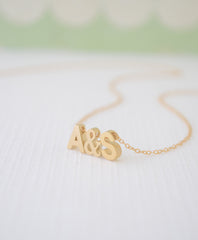 Gold love necklace - initial & initial necklace - 1105