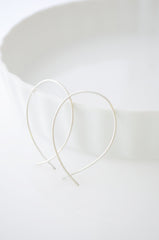 Silver inverted hoops - silver hoop earrings - 3124