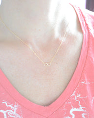 Tiny handmade rose gold infinity necklace - handmade infinity necklace - 1223
