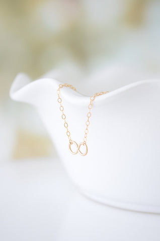 Tiny handmade gold infinity necklace - handmade infinity necklace - 1223
