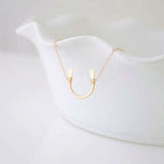 Gold horseshoe necklace - lucky gold necklace1113