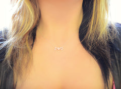 Rose gold and gold love necklace - initial heart necklace - 1102