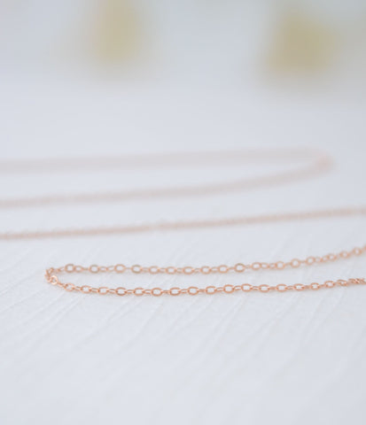 Rose gold filled plain necklace - finished rose gold necklace - rose gold filled chain - 1138