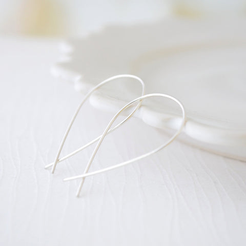 Silver inverted hoops - silver hoop earrings - 3124