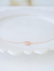 Heart bracelet - rose heart on rose gold chain - rose gold filled bracelet - 2117