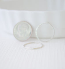 Tiny hammered sterling silver hoops - petite simple silver jewelry - 3129