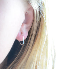 Tiny hammered sterling silver hoops - petite simple silver jewelry - 3129