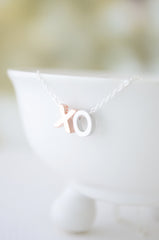 Rose gold, Silver or Gold 2 letter necklace - Silver or gold chain necklace - 1103