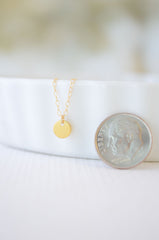 SALE 20% OFF Little gold or silver disk necklace - simple gold necklace - tiny gold dot necklace - 1219