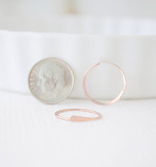 Tiny hammered rose gold hoops - petite rose gold jewelry - 3129