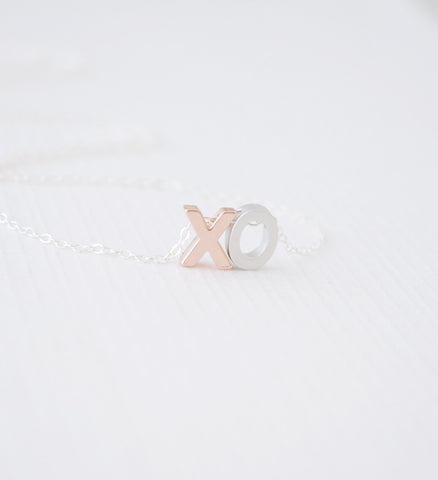 Rose gold, Silver or Gold 2 letter necklace - Silver or gold chain necklace - 1103