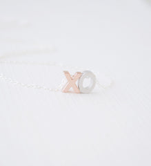 Rose gold, Silver or Gold 2 letter necklace - Silver or gold chain necklace - 1103