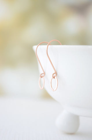 Rose gold earrings - simple rose gold circle earrings - 3106