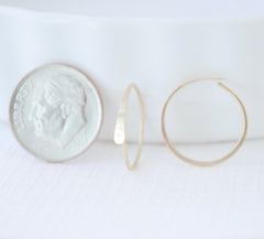 Tiny hammered gold hoops - little gold hoops - small gold hoops - 3129