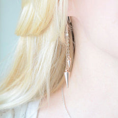 Rose Gold Dangling Spike Earrings - 3119