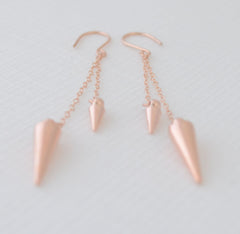 Rose Gold Dangling Spike Earrings - 3119