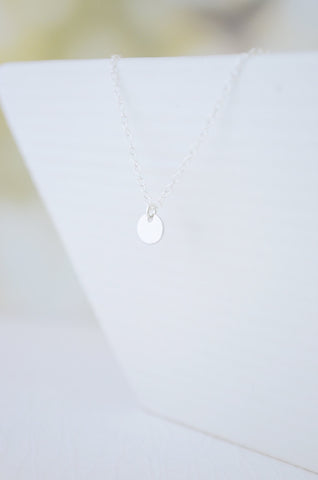 SALE Tiny silver disk necklace - simple silver necklace - tiny everyday necklace