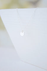 SALE Tiny silver disk necklace - simple silver necklace - tiny everyday necklace