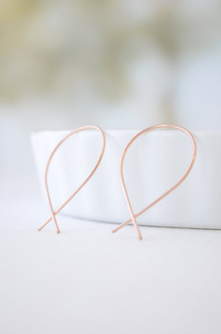 Rose Gold inverted hoops - 3124