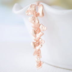 Rose Gold Orchid Necklace - rose gold flowers on rose gold necklace - 1234