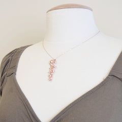 Rose Gold Orchid Necklace - rose gold flowers on rose gold necklace - 1234