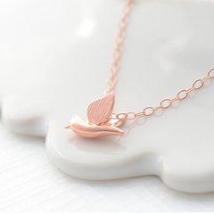 Tiny silver bird necklace 2 - little bird charm on sterling silver necklace - 1129