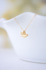 Tiny silver bird necklace 2 - little bird charm on sterling silver necklace - 1129