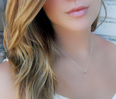 New gold initial pendant - Cursive initial gold necklace - 1160