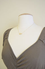 Side Anchor Necklace - Rose Gold, Gold , Silver Anchor - 1222