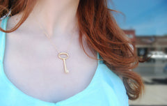 SALE 20% off - Gold Key Necklace - gold necklace with key - 1155