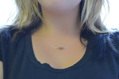 Rose gold, silver, & gold 3 letter necklace -  three initial necklace - 1104