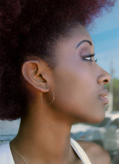 Hammered sterling silver hoop earrings - 3105