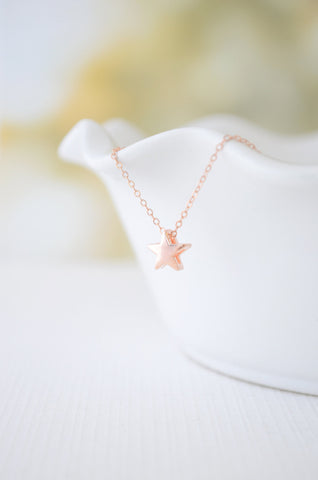 Tiny rose gold star necklace - little star necklace - rose gold filled necklace - 1124
