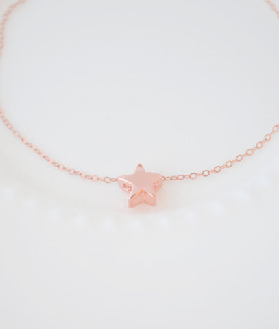 Rose gold star bracelet - rose gold bracelet with star charm - 2107