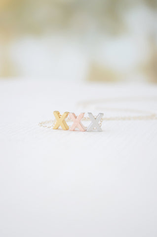 Rose gold, silver, & gold 3 letter necklace -  three initial necklace - 1104