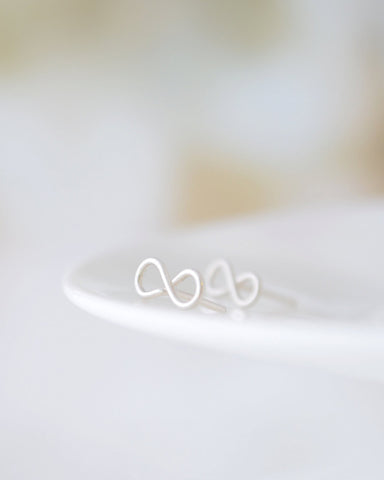 Tiny Silver Handmade Infinity Stud Earrings - 3131