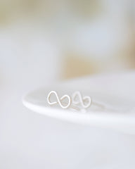 Tiny Silver Handmade Infinity Stud Earrings - 3131