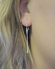 Dangly Simple Silver Earrings - 3136