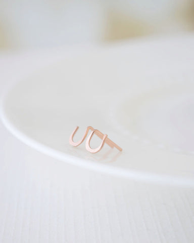 Tiny Rose Gold Horseshoe Stud Earrings - 3134