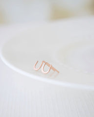 Tiny Rose Gold Horseshoe Stud Earrings - 3134