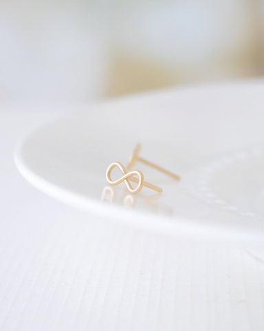 Tiny Gold Handmade Infinity Stud Earrings - 3131