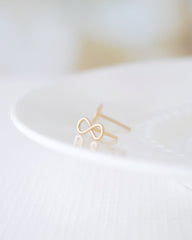 Tiny Gold Handmade Infinity Stud Earrings - 3131