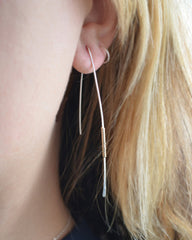 Silver and Gold Wrapped Arc Earrings - 3135