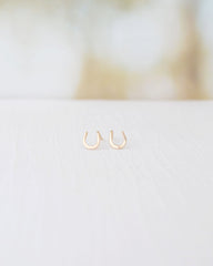 Tiny Gold Horseshoe Stud Earrings - 3134