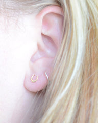 Tiny Gold Horseshoe Stud Earrings - 3134